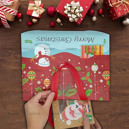 PARSUP 8PCS Christmas Gift Bags | Christmas Tote Bags with Handles