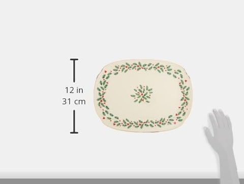 Lenox Holiday Serving Platter, 4.05 LB, Red & Green