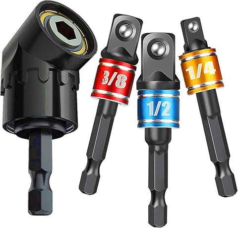 Right Angle Drill Adaptor,4-in-1 Impact Drill Bit Extension