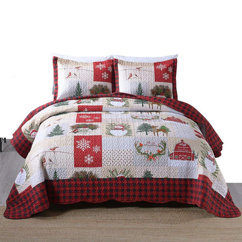 MarCielo 3 Piece Christmas Quilt Set