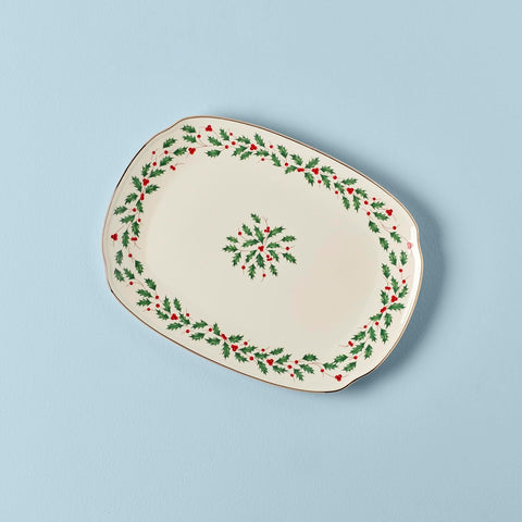 Lenox Holiday Serving Platter, 4.05 LB, Red & Green