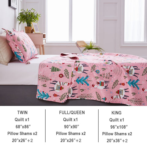 CHESITY Christmas Quilts Set Queen Size