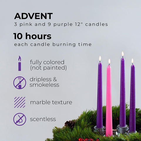 CANDWAX Taper Advent Candles 3 Sets