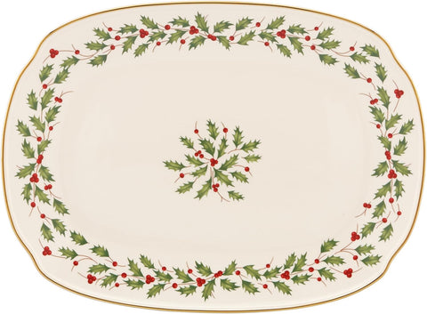 Lenox Holiday Serving Platter, 4.05 LB, Red & Green