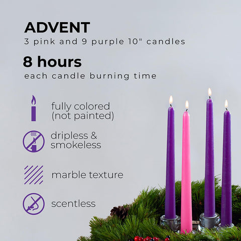 CANDWAX Taper Advent Candles 3 Sets