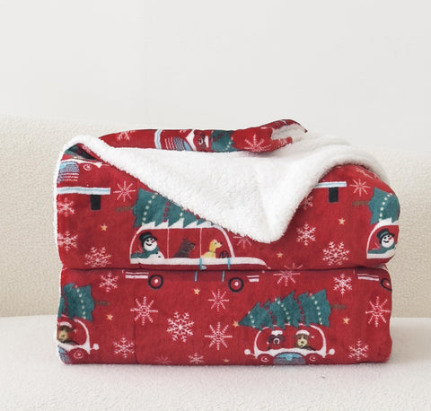 Flannel Fleece-Winter Christmas Sherpa Throw