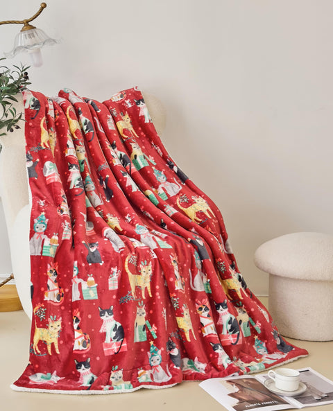 Flannel Fleece-Winter Christmas Sherpa Throw