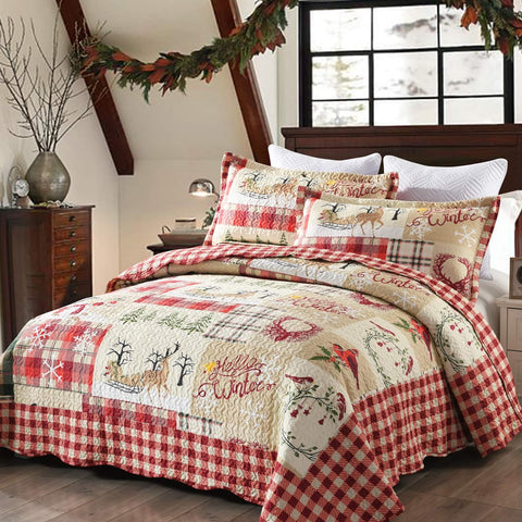 MarCielo 3 Piece Christmas Quilt Set
