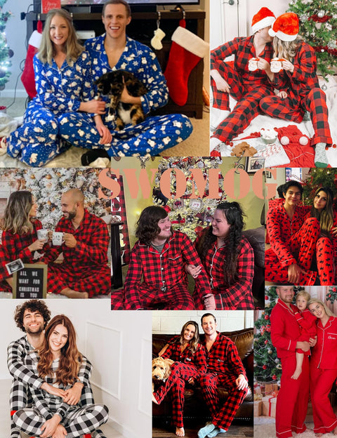 SWOMOG Couples Christmas Pajamas Set