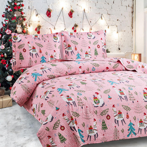 CHESITY Christmas Quilts Set Queen Size