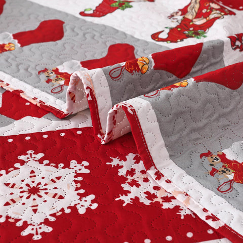 CHESITY Christmas Quilts Set Queen Size