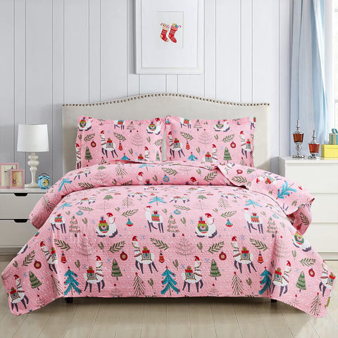 CHESITY Christmas Quilts Set Queen Size