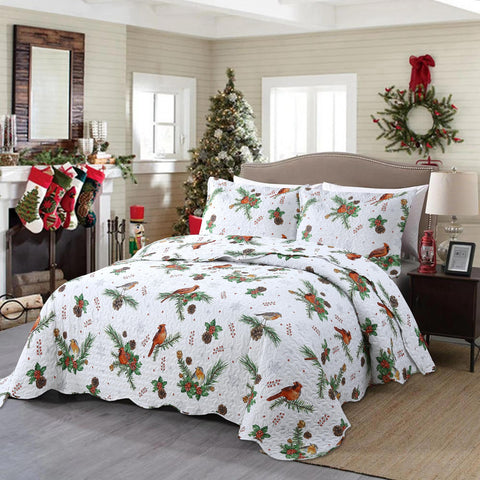 MarCielo 3 Piece Christmas Quilt Set