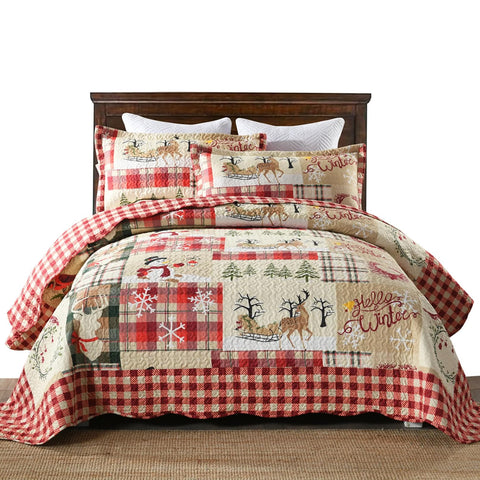 MarCielo 3 Piece Christmas Quilt Set