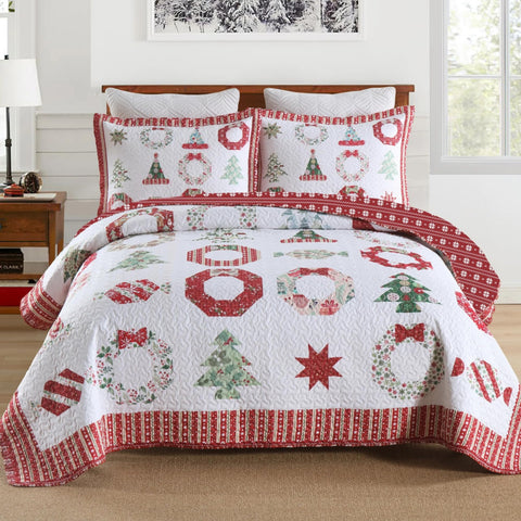 MarCielo 3 Piece Christmas Quilt Set