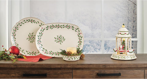 Lenox Holiday Serving Platter, 4.05 LB, Red & Green
