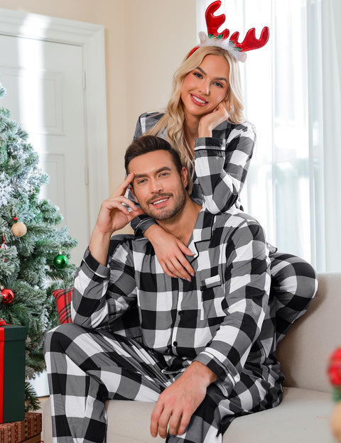 SWOMOG Couples Christmas Pajamas Set