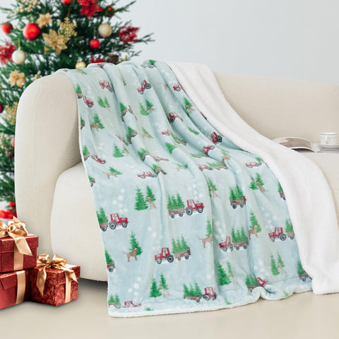 Flannel Fleece-Winter Christmas Sherpa Throw
