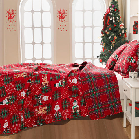 CHESITY Christmas Quilts Set Queen Size