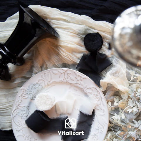 Vitalizart Pink Handmade Chiffon Silk Ribbon Fringe