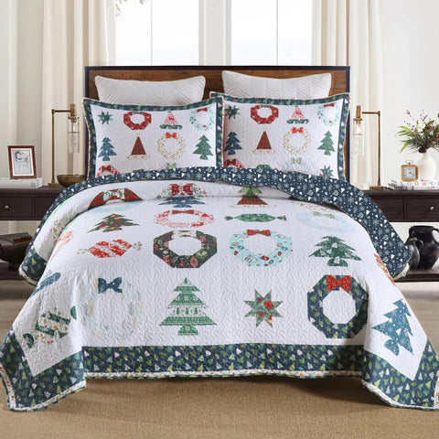 MarCielo 3 Piece Christmas Quilt Set