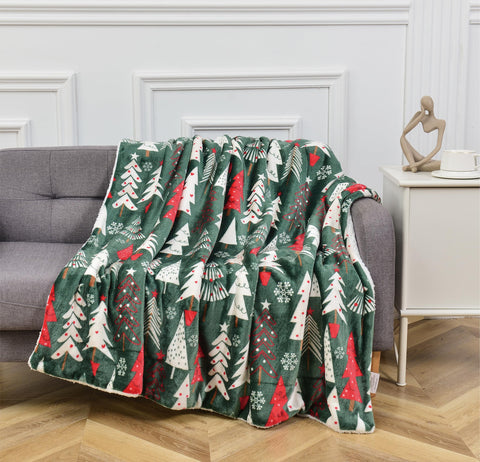 Flannel Fleece-Winter Christmas Sherpa Throw