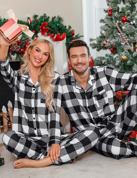 SWOMOG Couples Christmas Pajamas Set