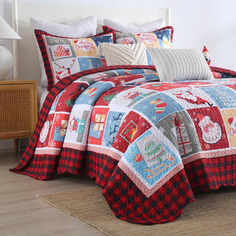 MarCielo 3 Piece Christmas Quilt Set