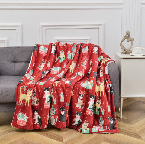 Flannel Fleece-Winter Christmas Sherpa Throw