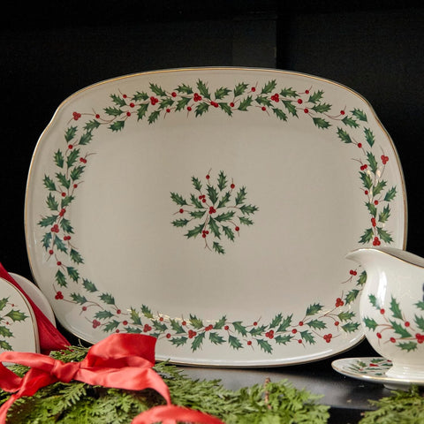 Lenox Holiday Serving Platter, 4.05 LB, Red & Green