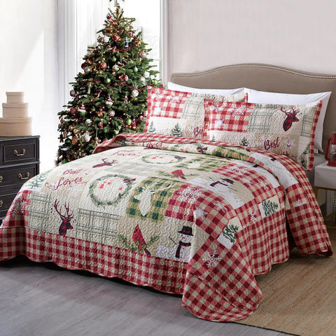 MarCielo 3 Piece Christmas Quilt Set