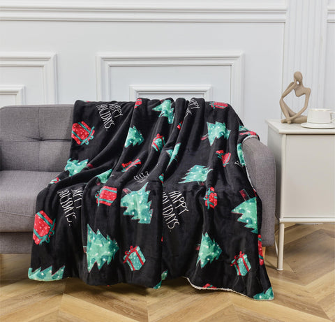 Flannel Fleece-Winter Christmas Sherpa Throw