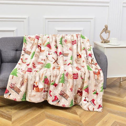 Flannel Fleece-Winter Christmas Sherpa Throw