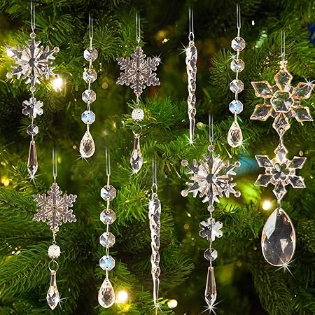 18pcs Crystal Christmas Ornaments