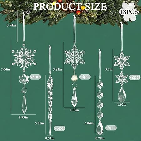 18pcs Crystal Christmas Ornaments