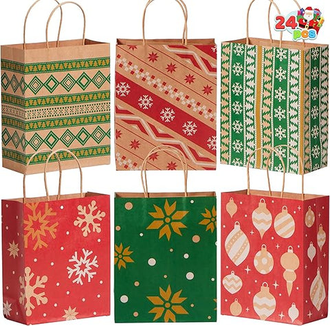 JOYIN 24 PCS Christmas Kraft Gift Bags