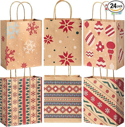 JOYIN 24 PCS Christmas Kraft Gift Bags