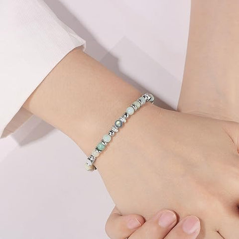 Amazonite Colorful Imperial Jasper Moonstone Stainless Steel Beads Bracelet