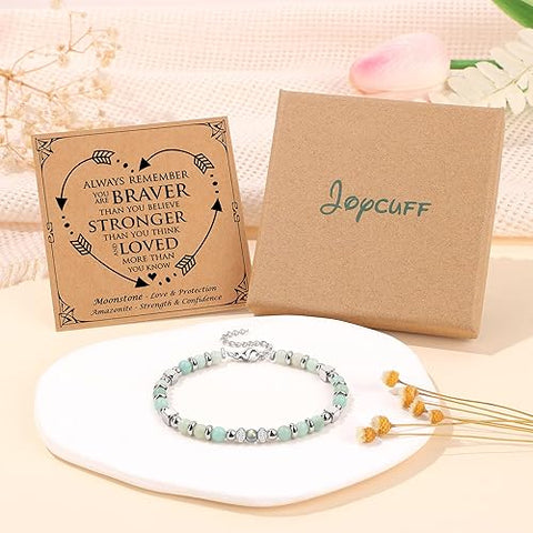 Amazonite Colorful Imperial Jasper Moonstone Stainless Steel Beads Bracelet