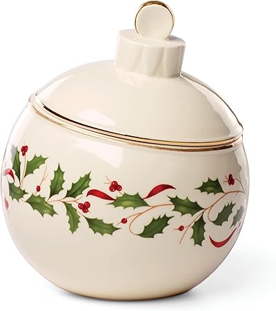 Lenox Holiday Ornament Candy Jar, 1.30 LB, Red & Green