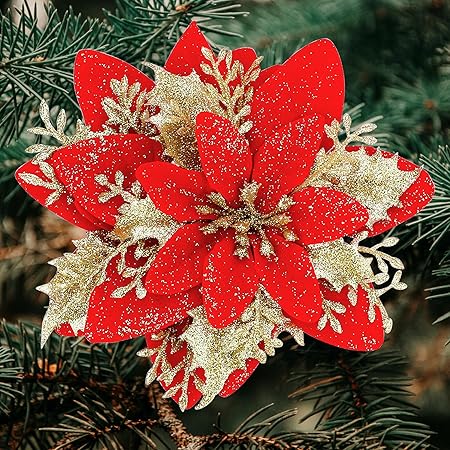 SITUMEIZI 24 Pcs Poinsettia Flowers