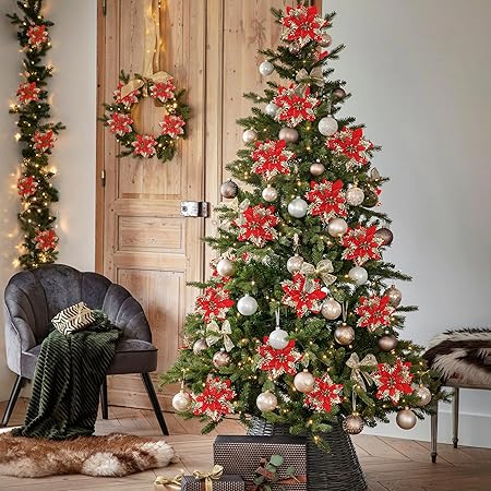 SITUMEIZI 24 Pcs Poinsettia Flowers
