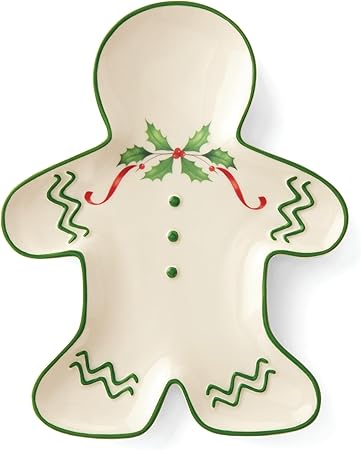 Lenox Holiday Gingerbread Man Accent Plate, 0.70 LB, Red & Green