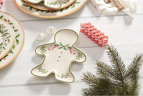 Lenox Holiday Gingerbread Man Accent Plate, 0.70 LB, Red & Green