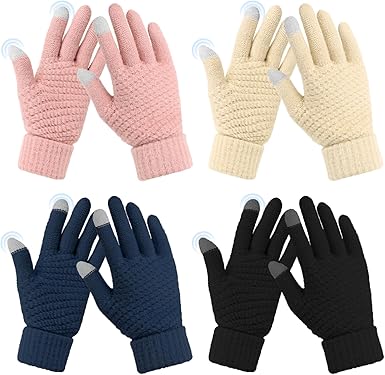 Omisy 4 Pairs Womens Winter Gloves