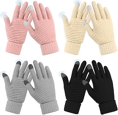 Omisy 4 Pairs Womens Winter Gloves