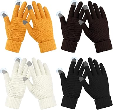 Omisy 4 Pairs Womens Winter Gloves