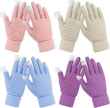 Omisy 4 Pairs Womens Winter Gloves