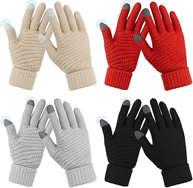 Omisy 4 Pairs Womens Winter Gloves