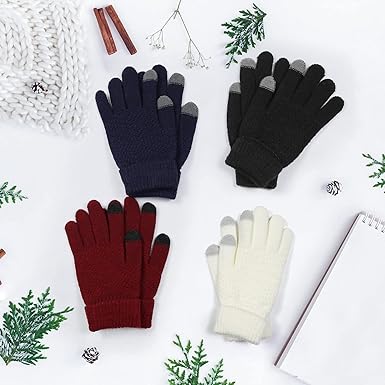 Omisy 4 Pairs Womens Winter Gloves